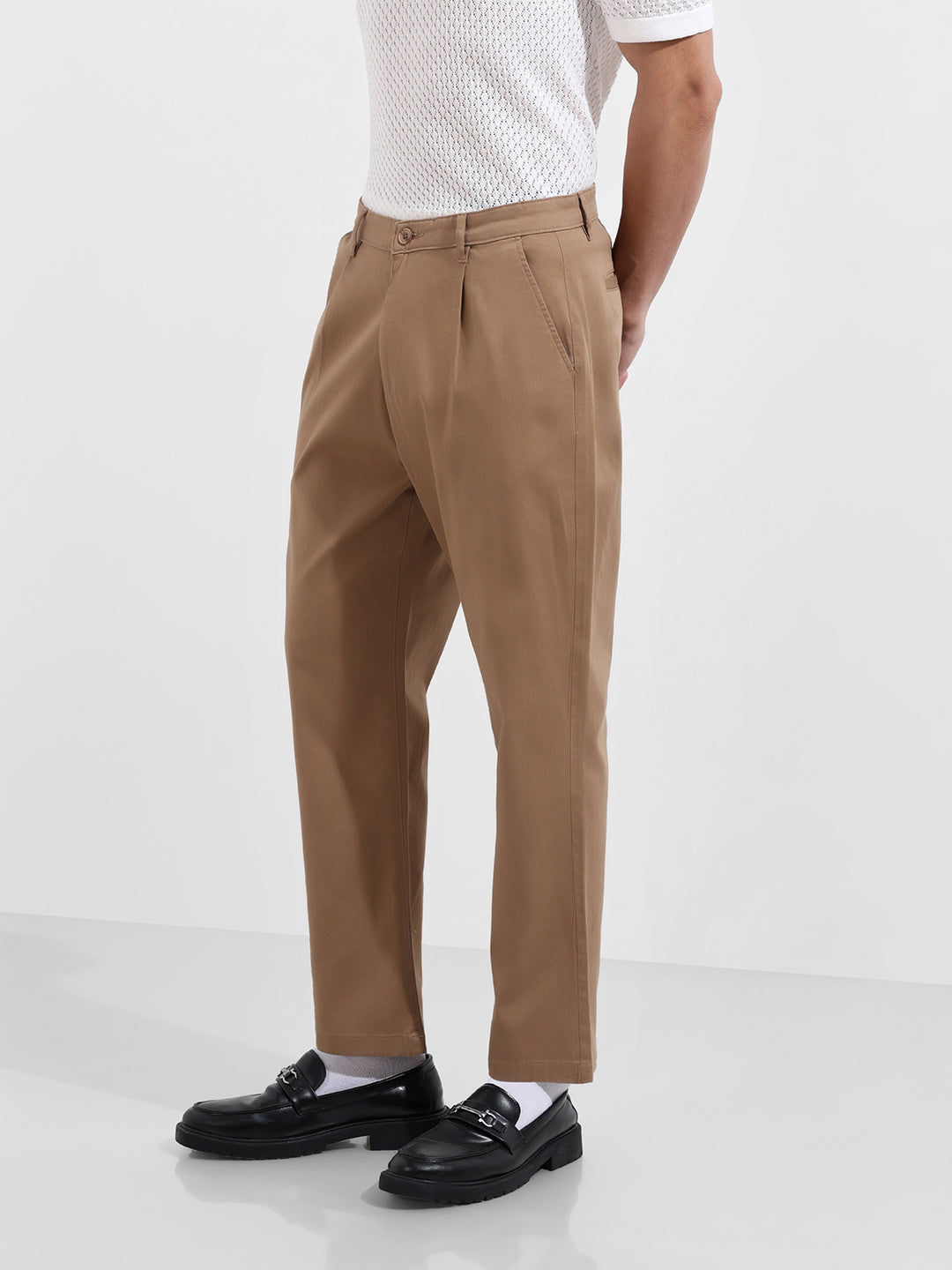 Men's Khaki Relaxed Fit Casual Chinos