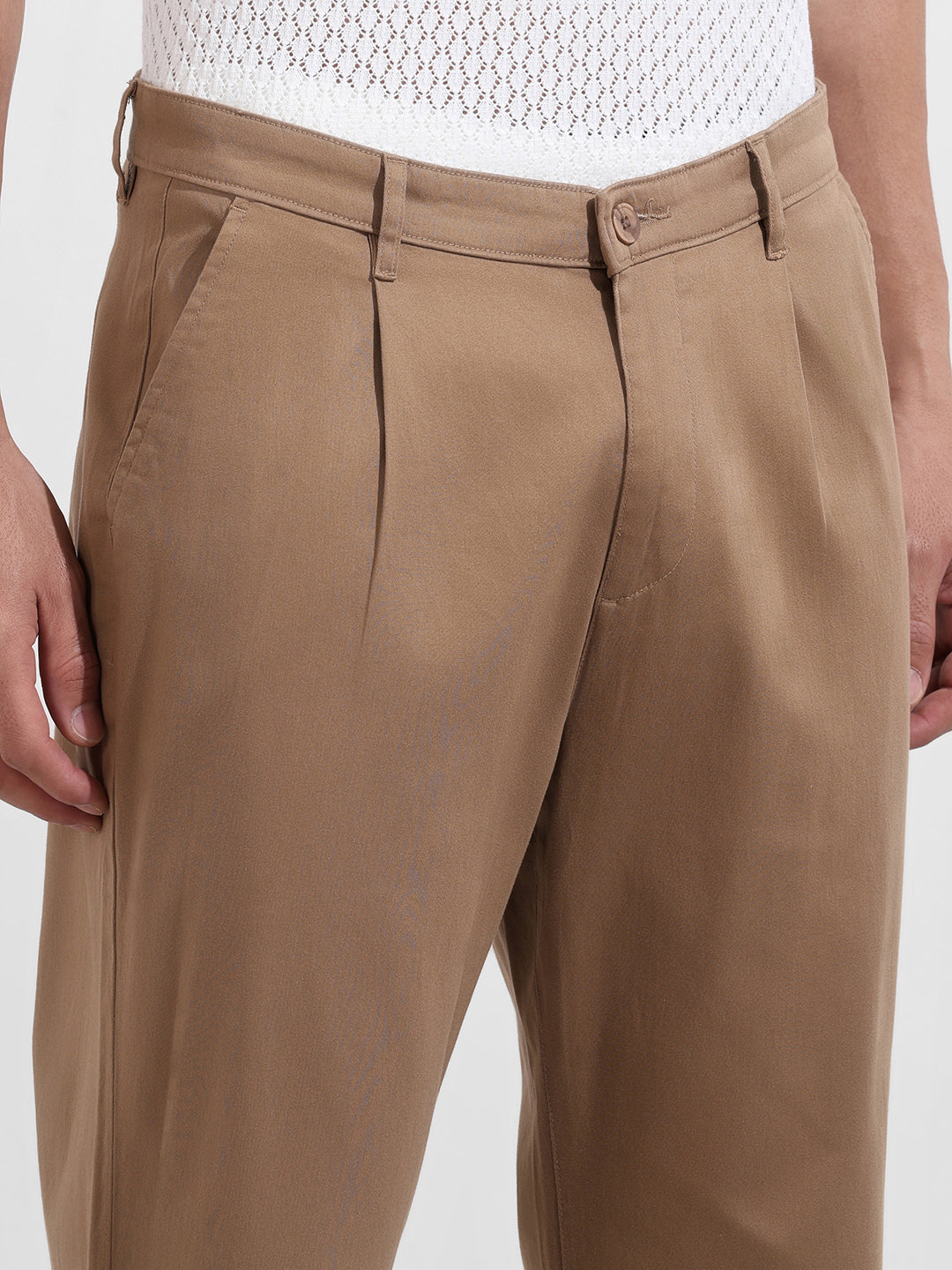 Men's Khaki Relaxed Fit Casual Chinos