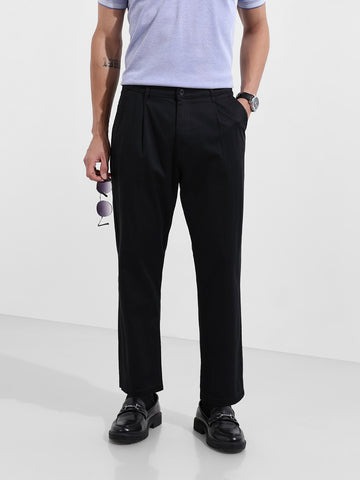 Men's Black Relaxed Fit Casual Chinos