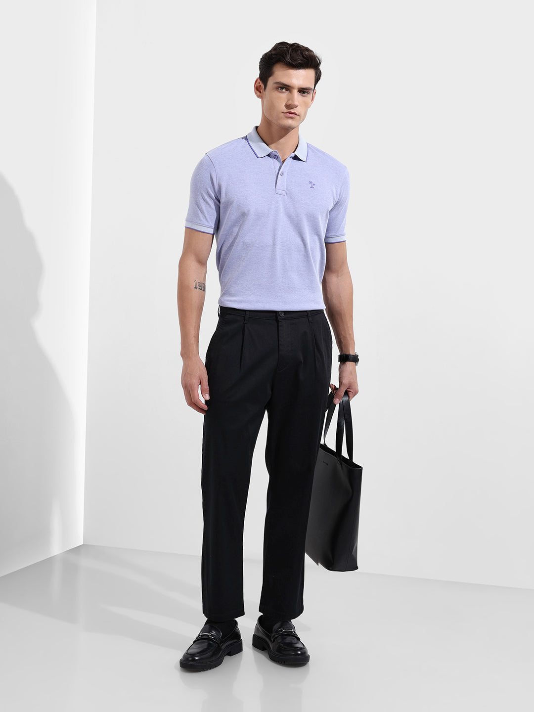 Men's Black Relaxed Fit Casual Chinos