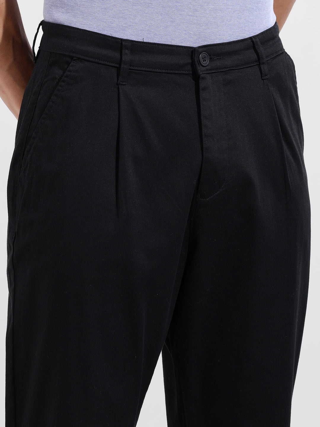 Men's Black Relaxed Fit Casual Chinos