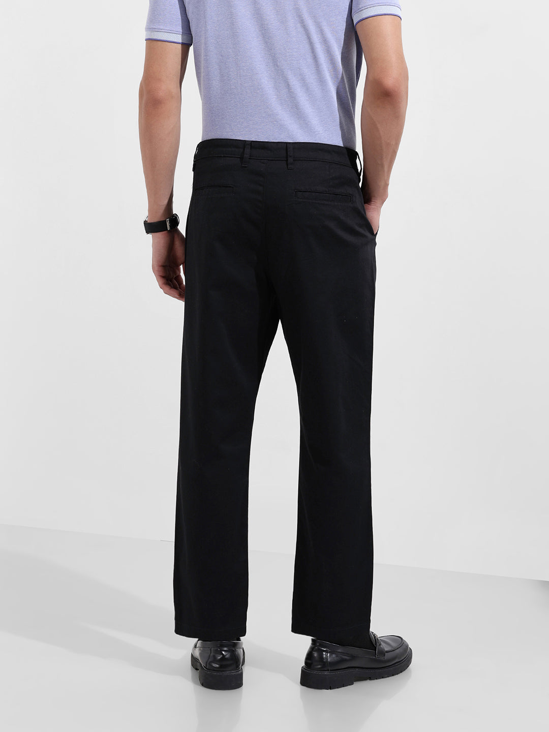 Men's Black Relaxed Fit Casual Chinos