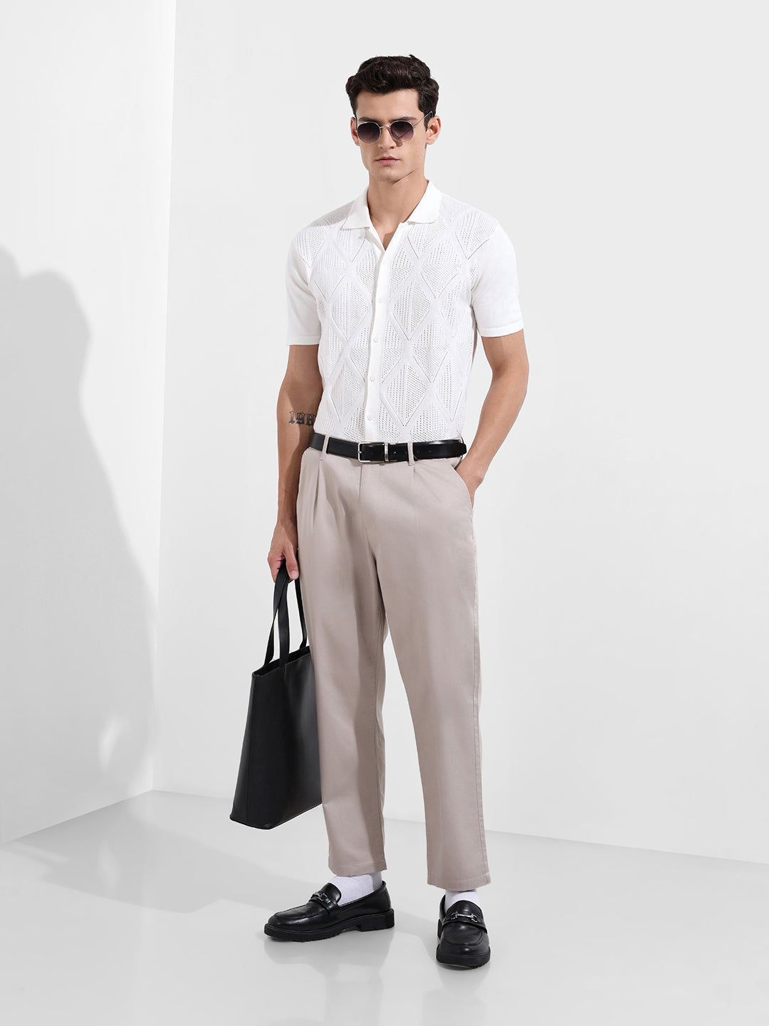 Men's Grey Relaxed Fit Casual Chinos
