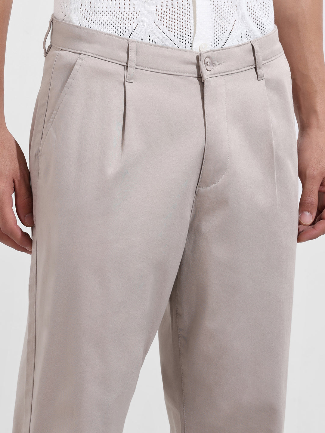 Men's Grey Relaxed Fit Casual Chinos