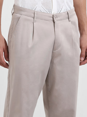 Men's Grey Relaxed Fit Casual Chinos