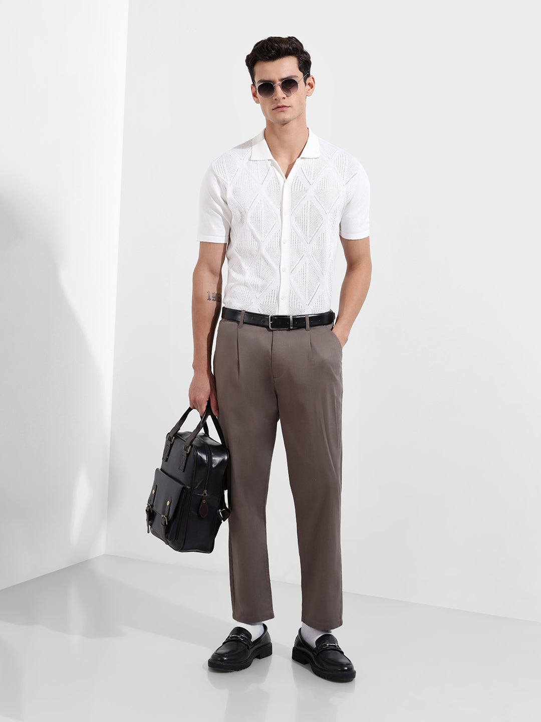 Men's Grey Relaxed Fit Casual Chinos