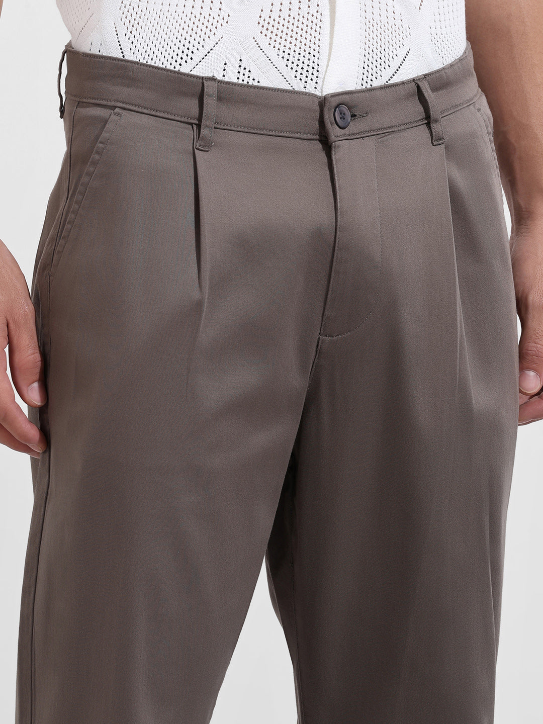 Men's Grey Relaxed Fit Casual Chinos