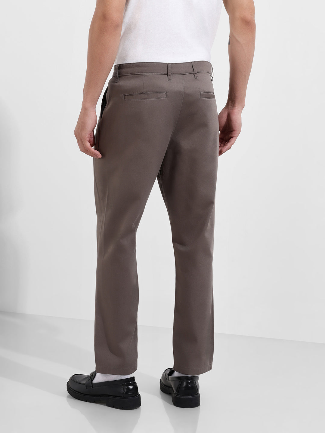 Men's Grey Relaxed Fit Casual Chinos