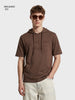 Men's Brown Relaxed Fit Embroidered Casual T-Shirts