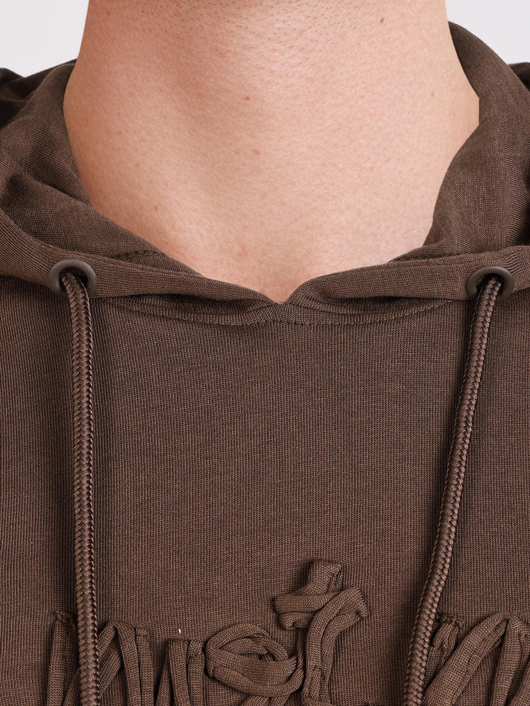 Men's Brown Relaxed Fit Embroidered Casual T-Shirts