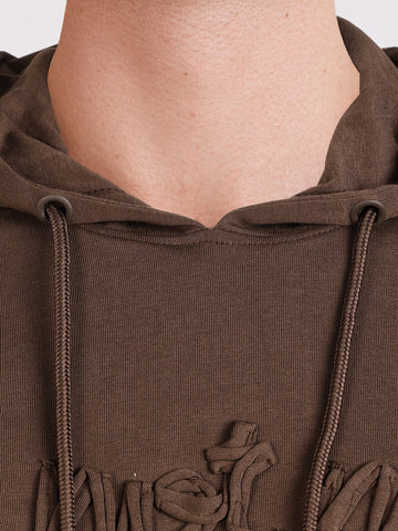 Men's Brown Relaxed Fit Embroidered Casual T-Shirts