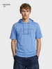 Men's Blue Relaxed Fit Embroidered Casual T-Shirts
