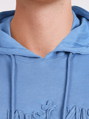 Men's Blue Relaxed Fit Embroidered Casual T-Shirts