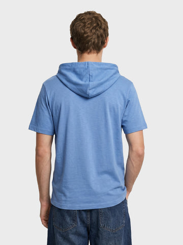 Men's Blue Relaxed Fit Embroidered Casual T-Shirts