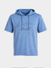Men's Blue Relaxed Fit Embroidered Casual T-Shirts