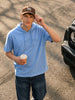 Men's Blue Relaxed Fit Embroidered Casual T-Shirts
