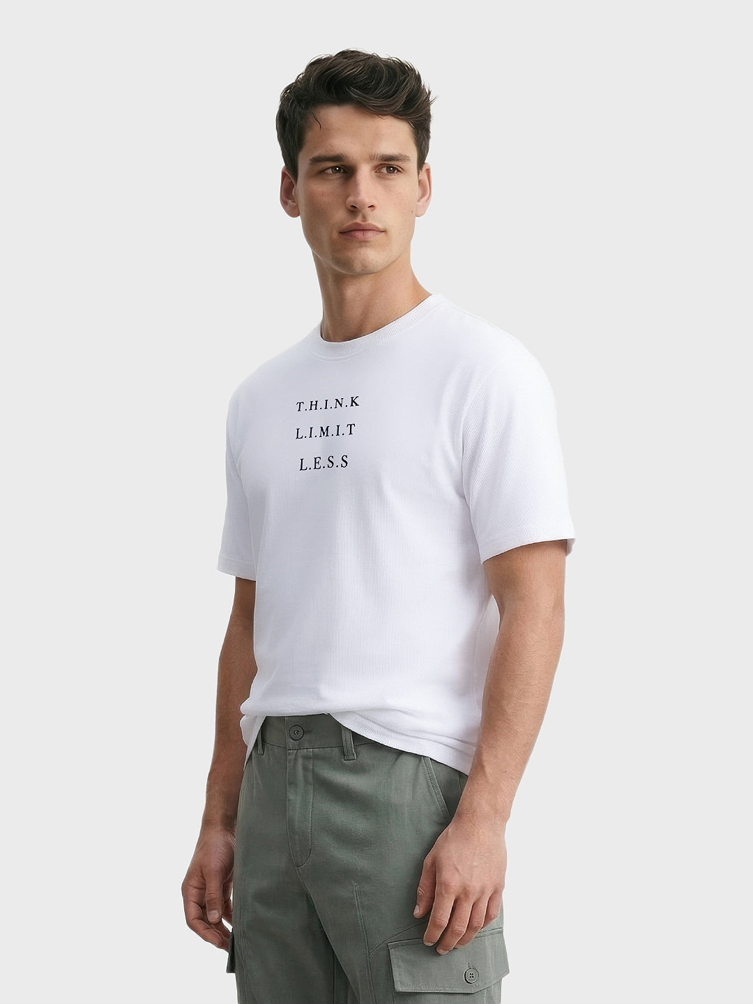 Men's White Relaxed Fit Printed Casual T-Shirt