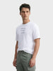 Men's White Relaxed Fit Printed Casual T-Shirt
