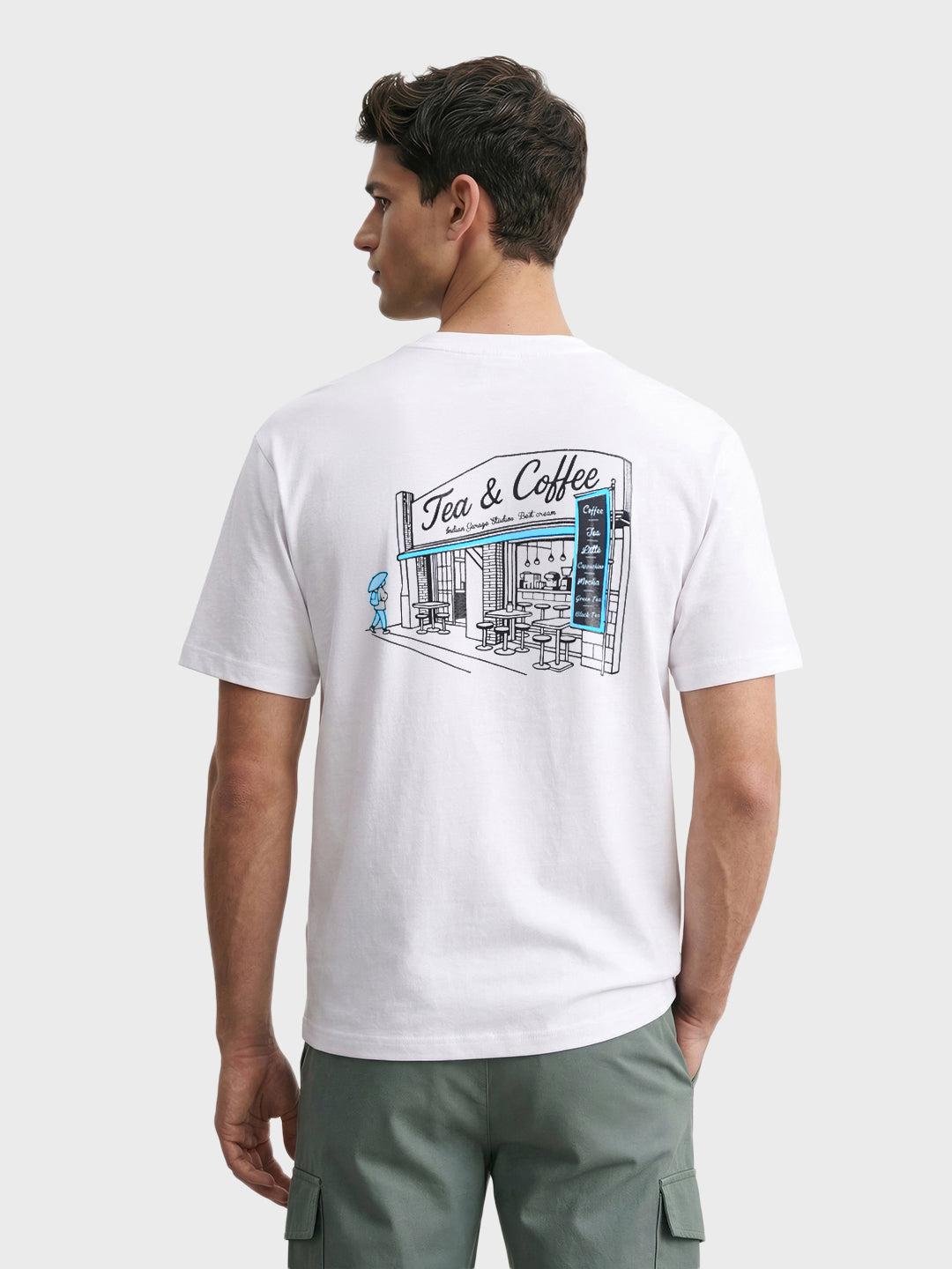 Men's White Relaxed Fit Printed Casual T-Shirt