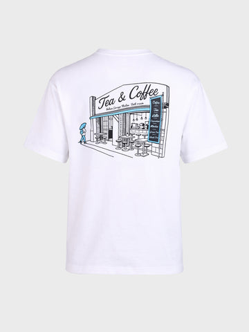 Men's White Relaxed Fit Printed Casual T-Shirt