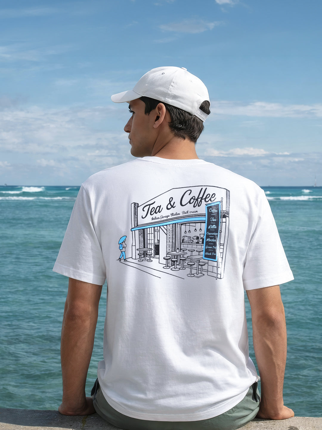 Men's White Relaxed Fit Printed Casual T-Shirt