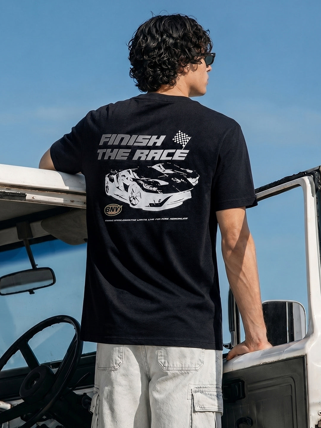 Men's Black Relaxed Fit Solid Casual T-Shirts