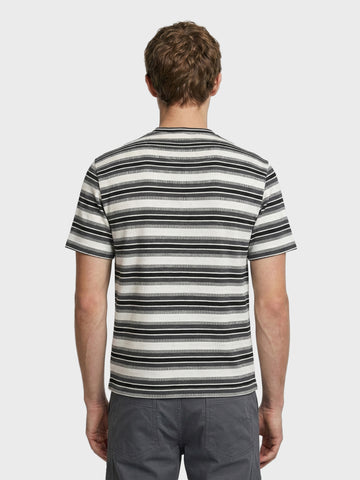 Men's Black Relaxed Fit Striped Casual T-Shirt