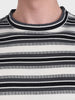 Men's Black Relaxed Fit Striped Casual T-Shirt
