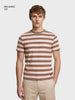 Men's Brown Relaxed Fit Striped Casual T-Shirt