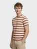 Men's Brown Relaxed Fit Striped Casual T-Shirt