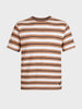 Men's Brown Relaxed Fit Striped Casual T-Shirt