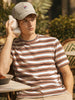 Men's Brown Relaxed Fit Striped Casual T-Shirt