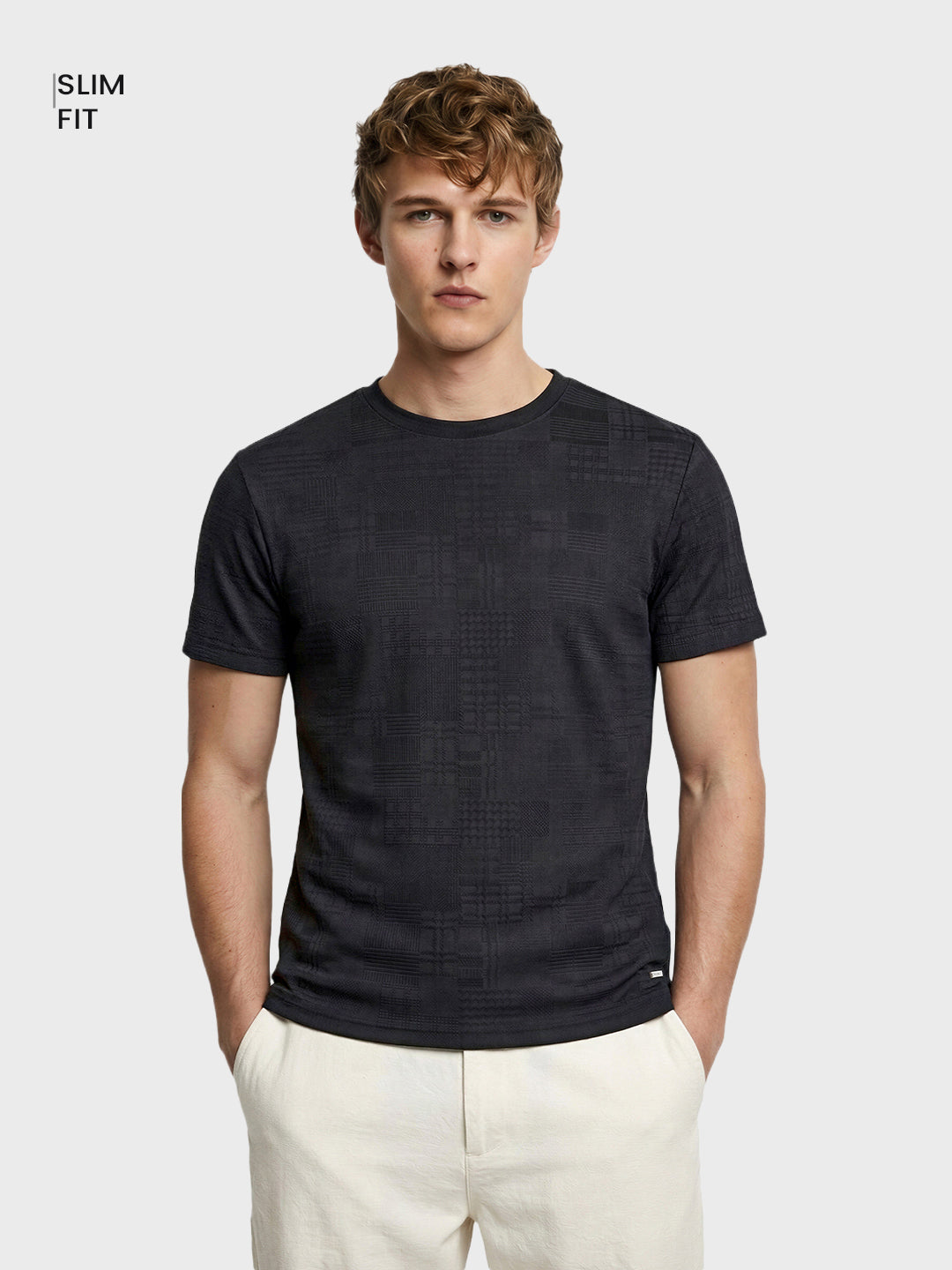 Men's Black Slim Fit Solid Casual T-Shirt