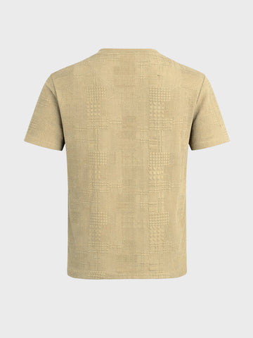 Men's Green Olive Fit Textured Casual T-Shirt