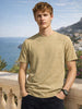 Men's Green Olive Fit Textured Casual T-Shirt