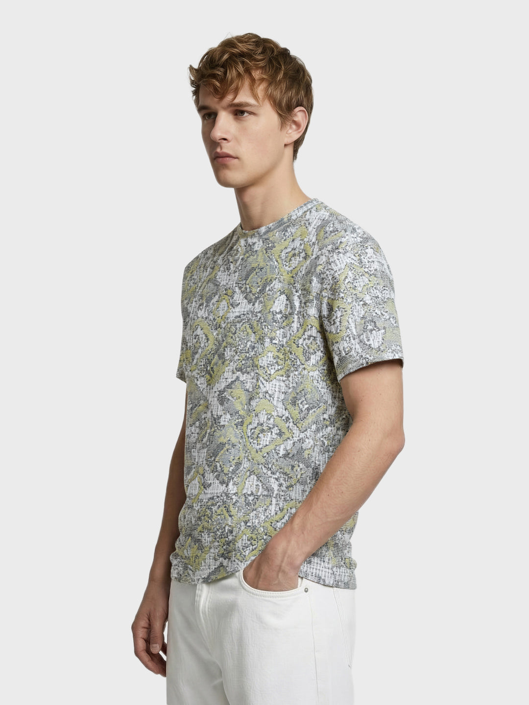 Men's Green Relaxed Fit Printed Resort Wear T-Shirt