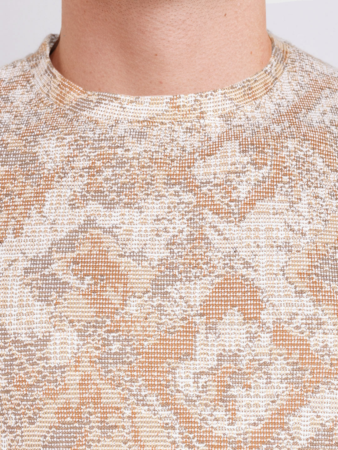 Men's Brown Relaxed Fit Printed Resort Wear T-Shirt