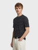 Men's Black Relaxed Fit Striped Resort Wear T-Shirt