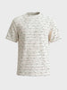 Men's White Relaxed Fit Striped Resort Wear T-Shirt