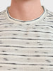 Men's White Relaxed Fit Striped Resort Wear T-Shirt