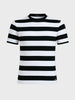 Men's Black Slim Fit Striped Casual T-Shirt