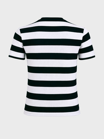 Men's Black Slim Fit Striped Casual T-Shirt
