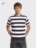 Men's Purple Slim Fit Striped Casual T-Shirt