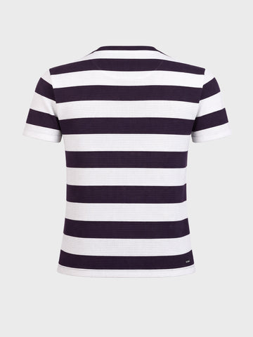 Men's Purple Slim Fit Striped Casual T-Shirt