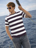 Men's Purple Slim Fit Striped Casual T-Shirt