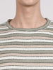 Men's Green Slim Fit Striped Casual T-Shirt
