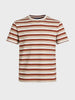 Men's Rust Slim Fit Striped Casual T-Shirt