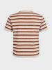 Men's Rust Slim Fit Striped Casual T-Shirt