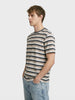 Men's Blue Slim Fit Striped Casual T-Shirt