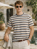 Men's Blue Slim Fit Striped Casual T-Shirt